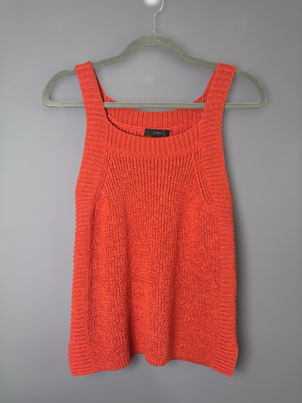 J. Crew Burnt Orange Chunky Knit Square Neck Sweater Tank Small